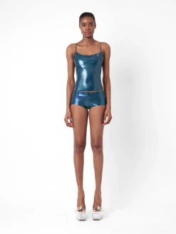 Agnes Latex Shorts Peacock Blue