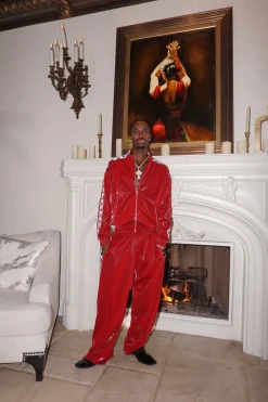 S*x Tape Tracksuit Bottoms Wet Gloss Red